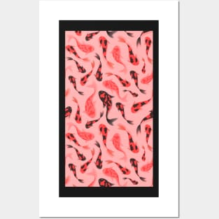 Red and Pink fish pattern Posters and Art